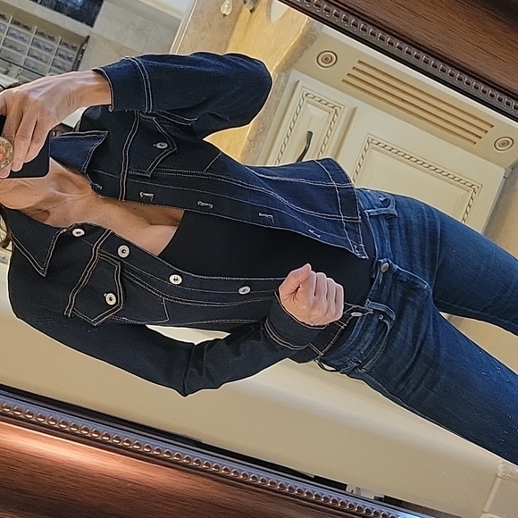 Charlotte Russe Jackets & Blazers - Charlotte Russe Dark Denim Button-down Jacket, S